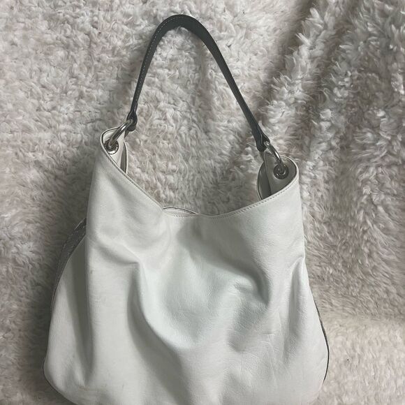 ARCADIA made in Italy White Genuine Leather Satchel Snake skin print accent. - Picture 4 of 16